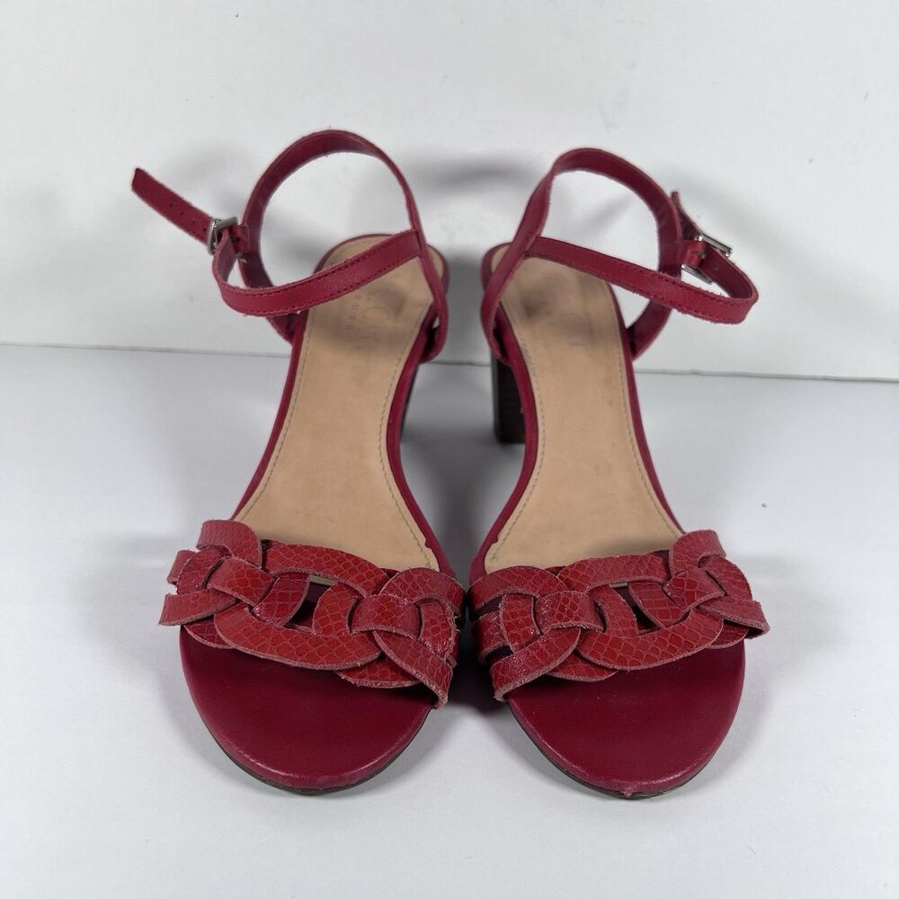 Mr. Cat Red Y2K Braided Leather Heels Ankle Strap Women's EU 38 (US 6-7) - Picture 2 of 8